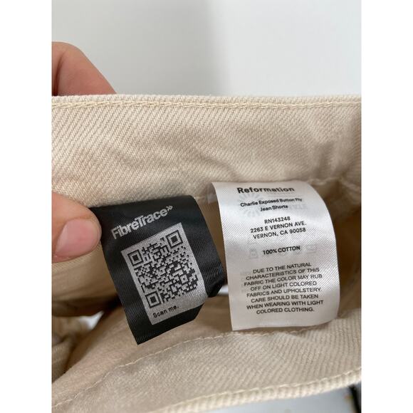 Reformation Charlie Exposed Button Fly Beige Jeans Shorts Size 31 NWT - Picture 7 of 7